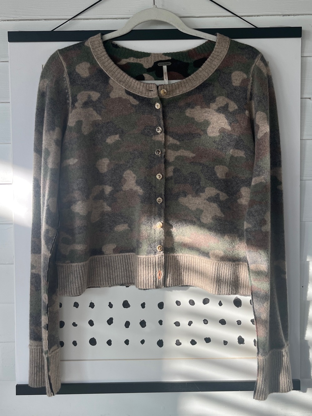 Free People Nocturnal Patterned Cashmere Cardi, Army Combo - Picture 2 of 4